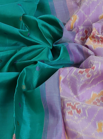 Teal Green - Mild Lavender Pure Kanchipuram Silk Saree
