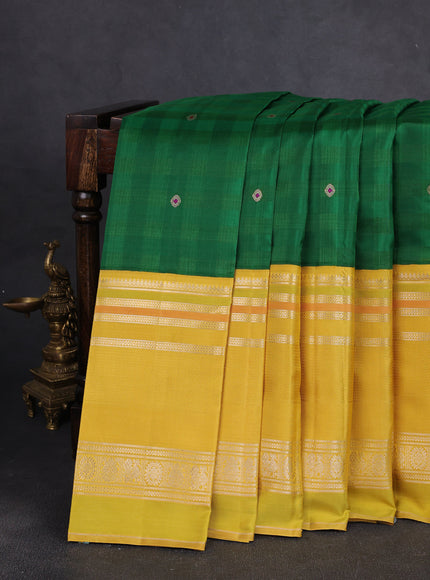 Green - Yellow Pure Kanchipuram Silk Saree