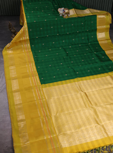 Green - Yellow Pure Kanchipuram Silk Saree