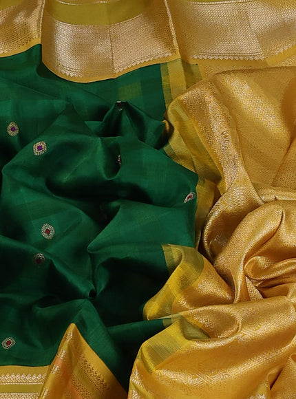 Green - Yellow Pure Kanchipuram Silk Saree