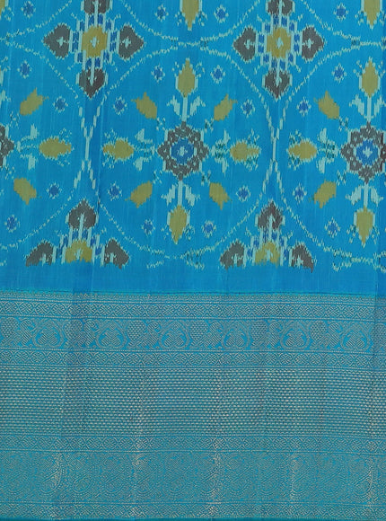 Mango Yellow - Teal Green Pure Kanchipuram Silk Saree