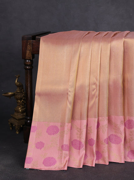 Peach Pure Kanchipuram Tissue Silk Saree