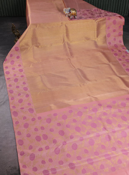 Peach Pure Kanchipuram Tissue Silk Saree