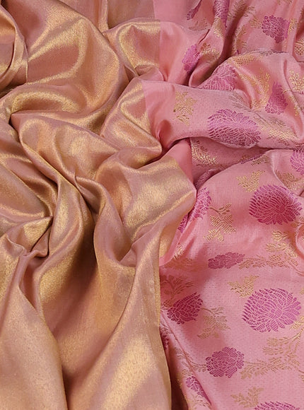 Peach Pure Kanchipuram Tissue Silk Saree