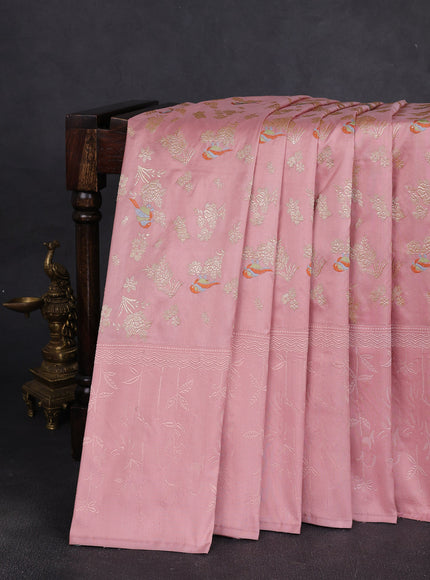 Peach Banarasi Silk Saree
