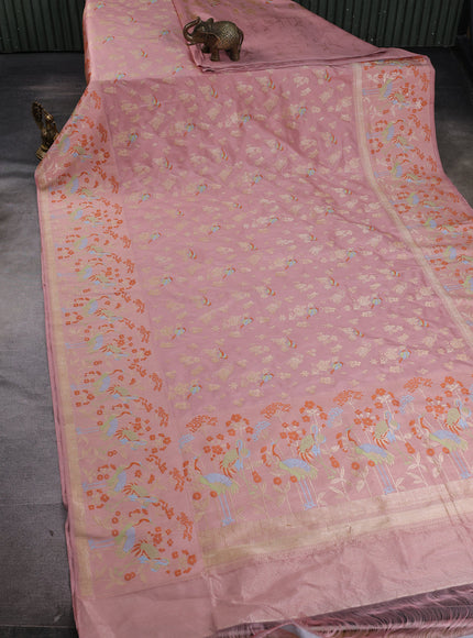 Peach Banarasi Silk Saree