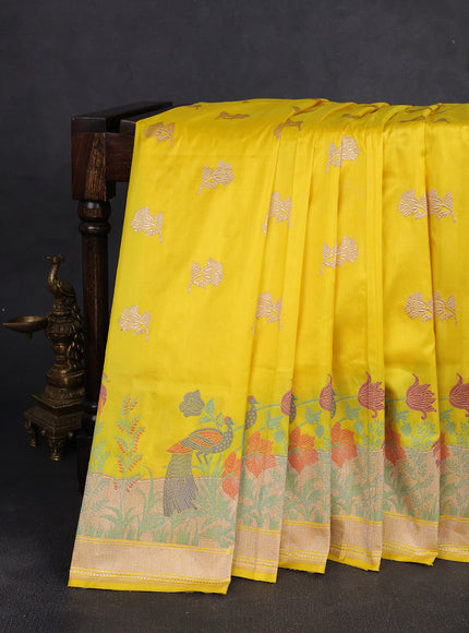 Yellow Banarasi Silk Saree