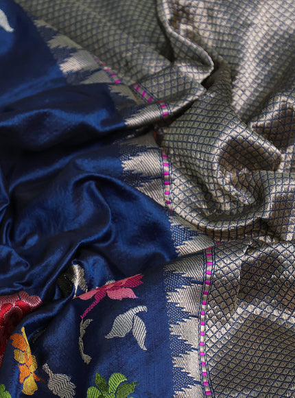 Blue Purple Banarasi Silk Saree