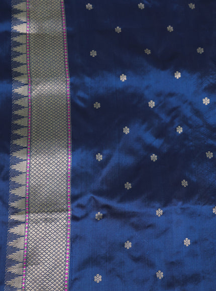 Blue Purple Banarasi Silk Saree