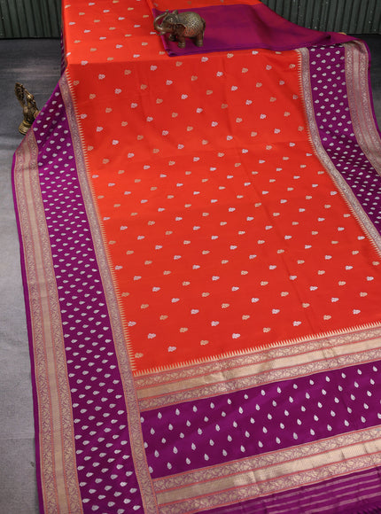 Orange - Purple Banarasi Silk