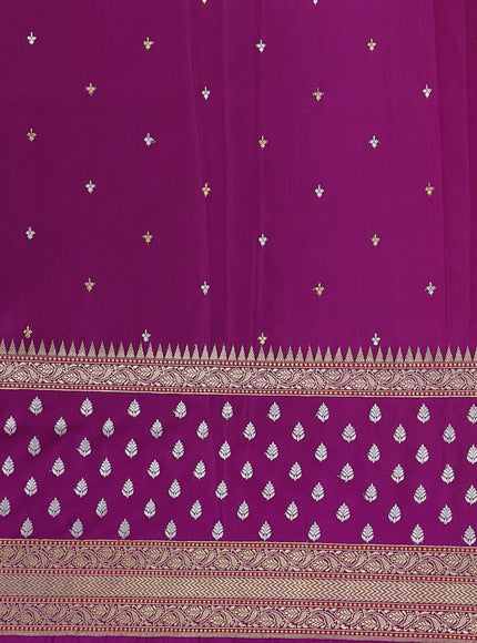 Orange - Purple Banarasi Silk