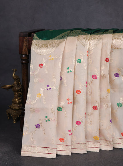 Green - Beige Banarasi Kora Saree