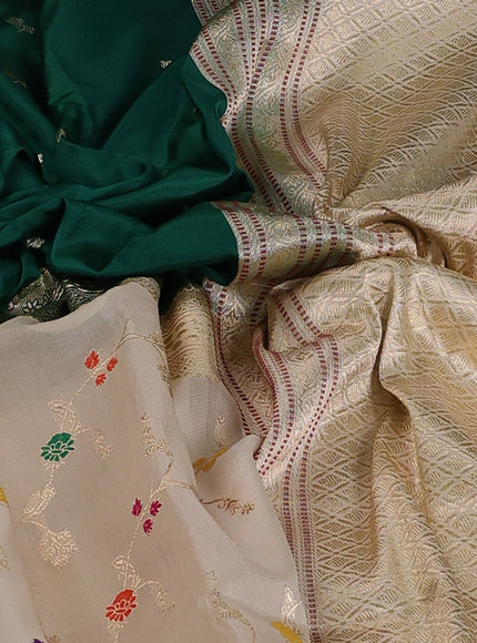 Green - Beige Banarasi Kora Saree