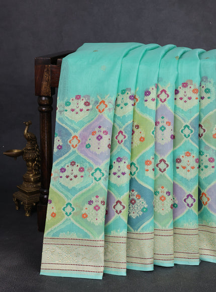Teal Green Banarasi Kora Saree