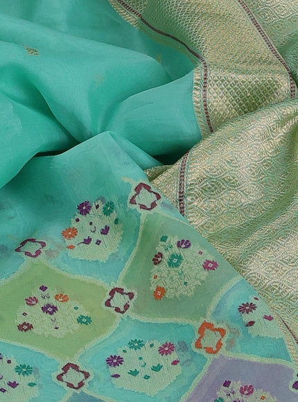 Teal Green Banarasi Kora Saree