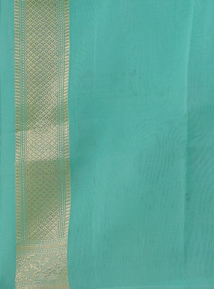 Teal Green Banarasi Kora Saree