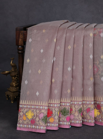Greyish Green Banarasi Kora Saree