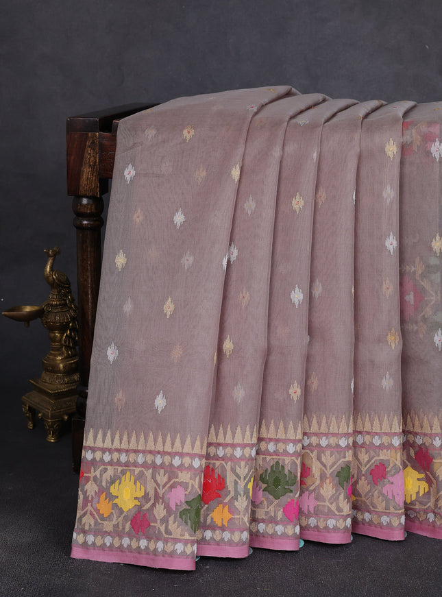 Beige Banarasi Kora Saree