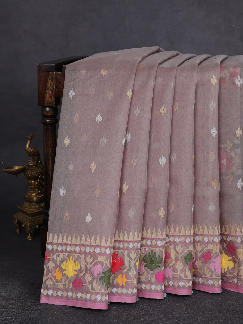 Beige Banarasi Kora Saree
