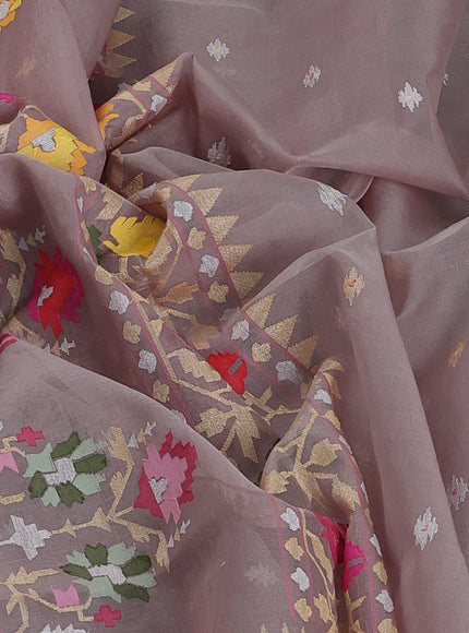 Greyish Green Banarasi Kora Saree