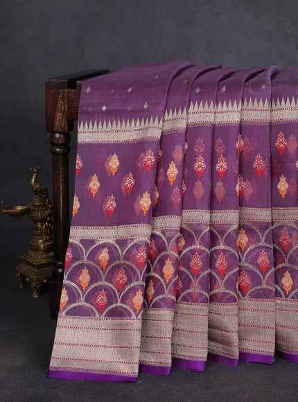Purple Banarasi Kora Saree