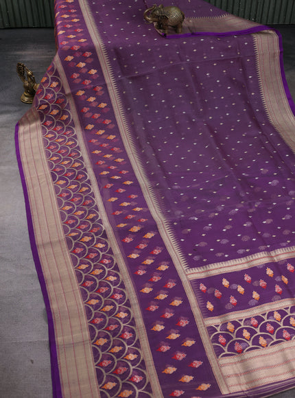 Purple Banarasi Kora Saree