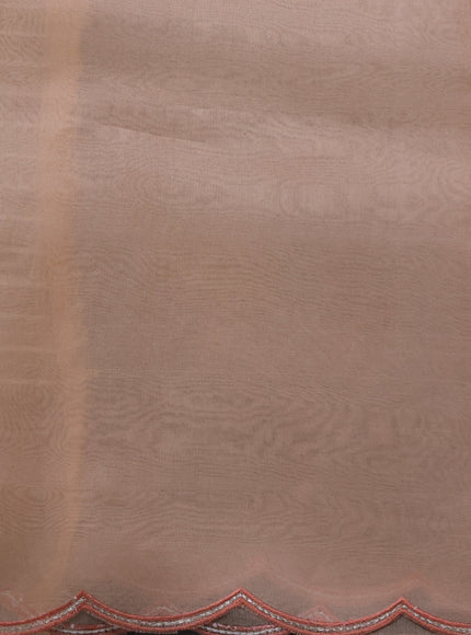 Pastel Peach Organza Embroidery Silk Saree