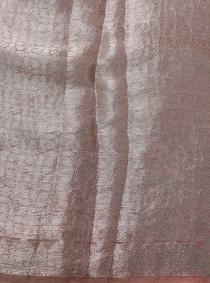 Peach Organza Embroidery Silk Saree