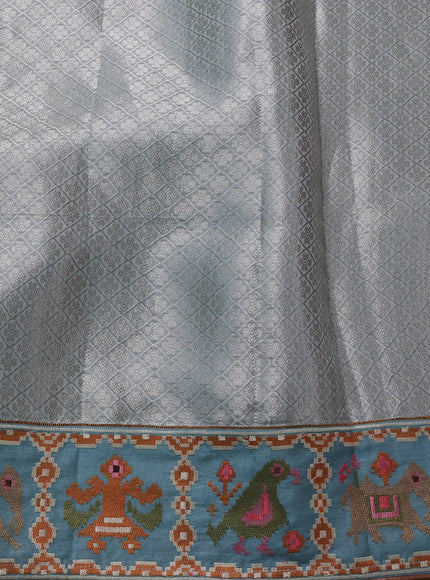 Pastel Cyan Organza Embroidery Silk Saree