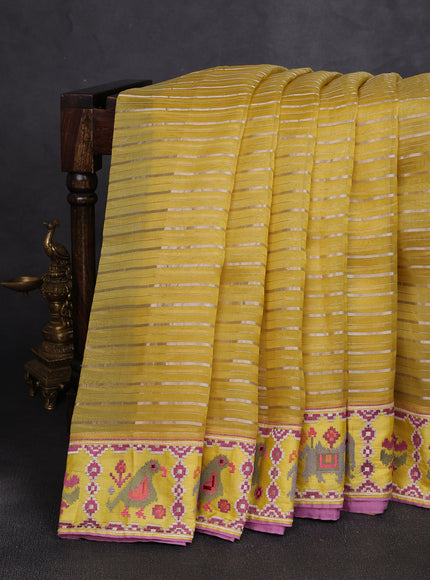 Yellow Organza Embroidery Silk Saree