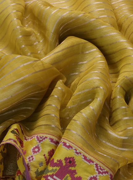 Yellow Organza Embroidery Silk Saree