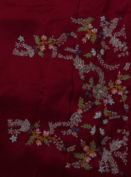 Red Organza Embroidery Silk Saree