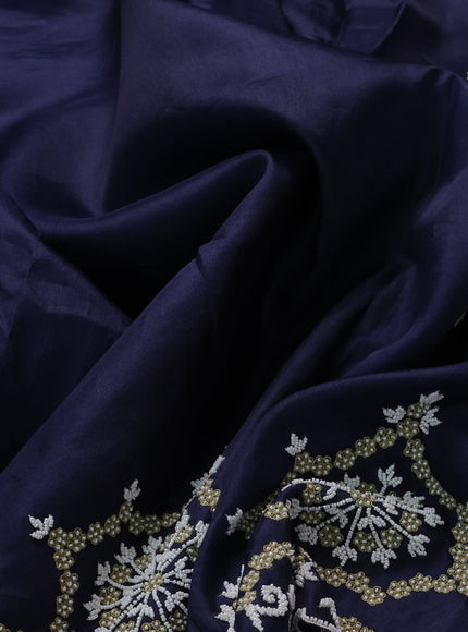 Navy Blue Organza Embroidery Silk Saree