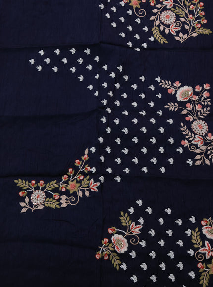 Navy Blue Organza Embroidery Silk Saree