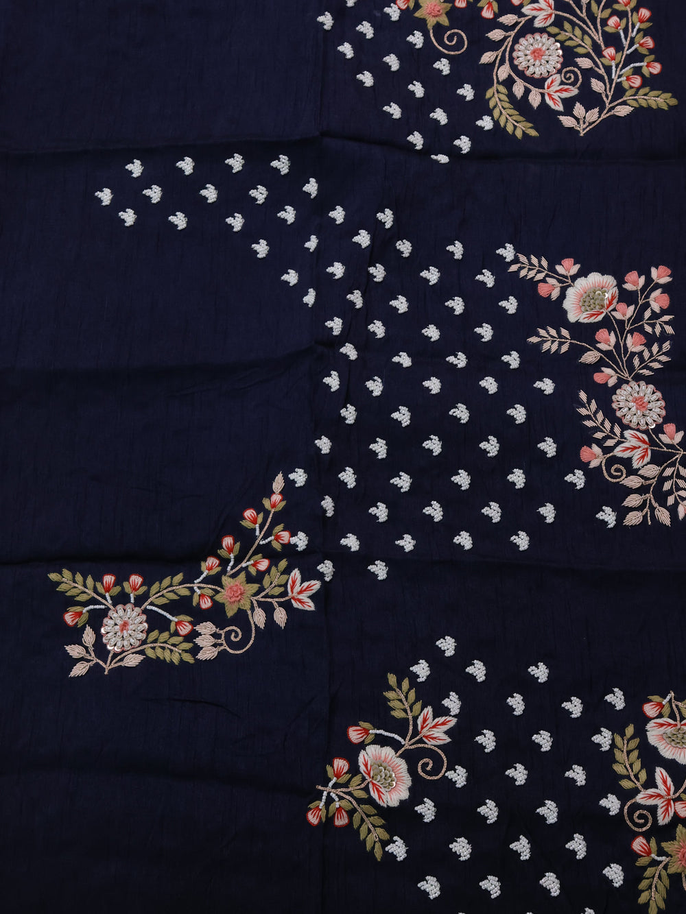 Navy Blue Organza Embroidery Silk Saree