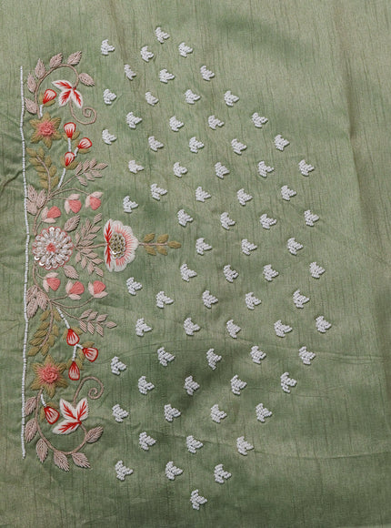Pastel Green Organza Embroidery Silk Saree