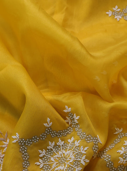 Yellow Tussar Embroidery Silk Saree
