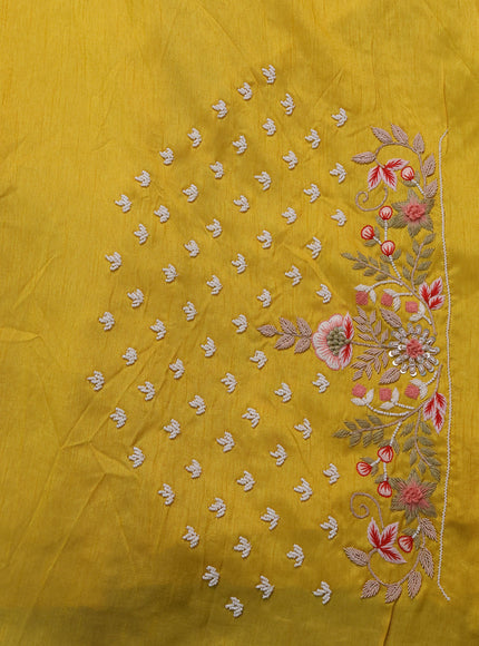 Yellow Tussar Embroidery Silk Saree