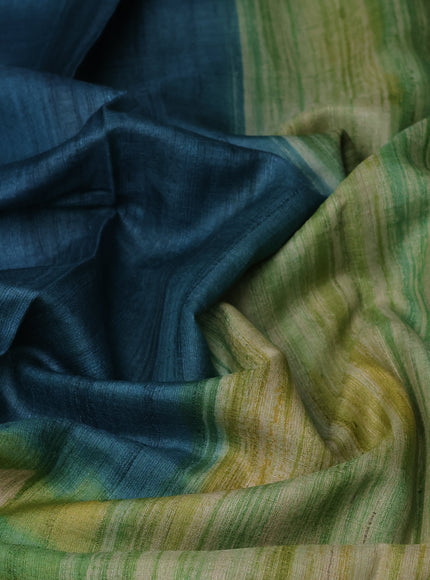 Rama Green Tussar Printed Silk Saree