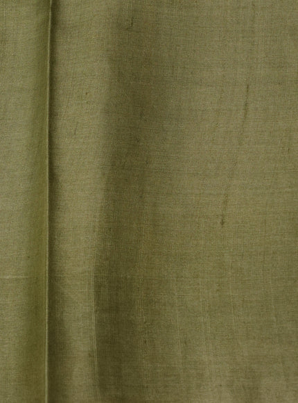 Olive Green Tussar Printed Silk Saree