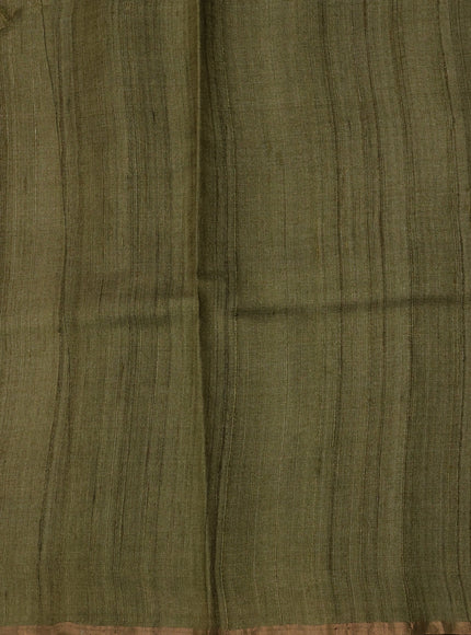 Red - Mehendi Green Tussar Printed Silk Saree