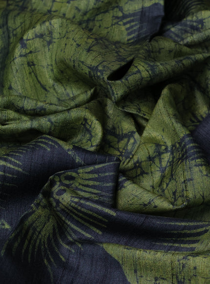 Dark Peacock Green - Pista Green Tussar Printed Silk Saree