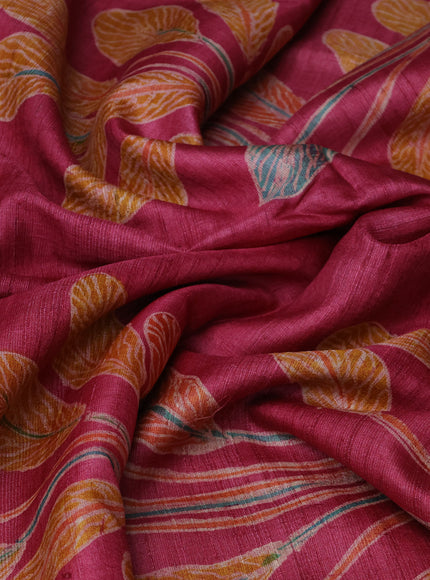 Pink Tussar Printed Silk Saree