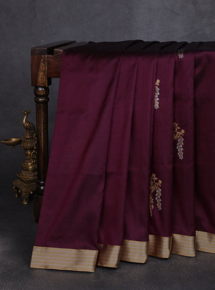 Wine Banarasi Silk Saree