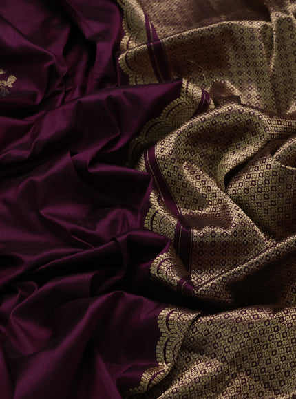 Wine Banarasi Silk Saree