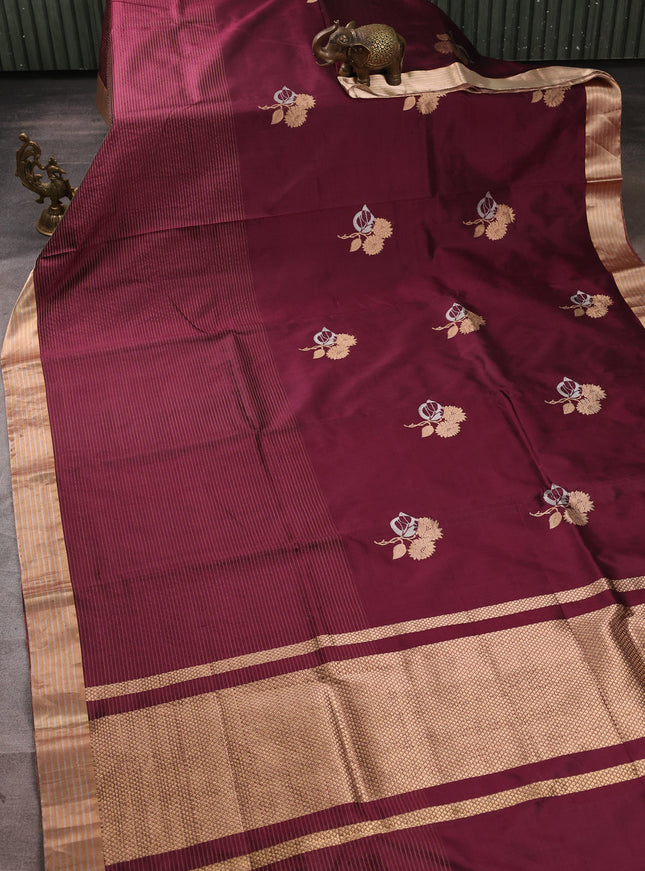 Deep Wine Banarasi Silk Saree
