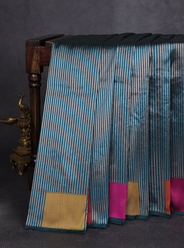 Peacock Blue Banarasi Silk Saree
