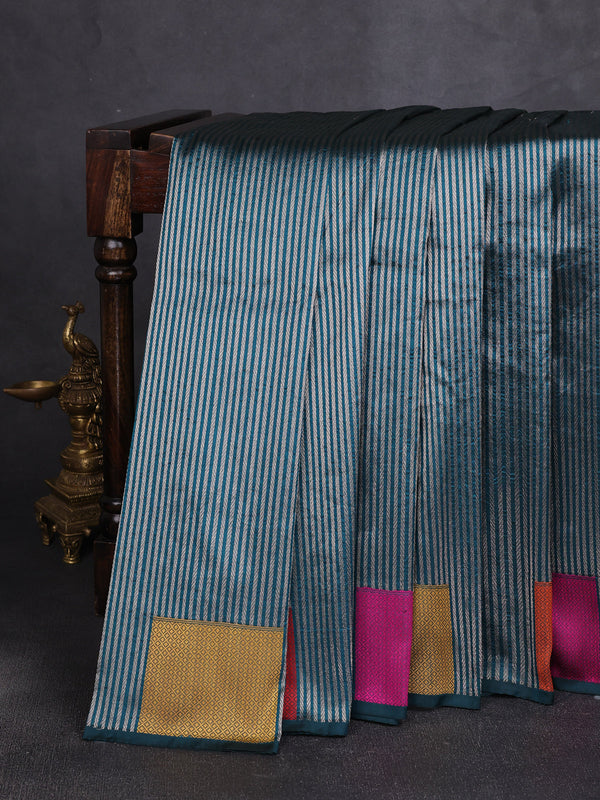 Peacock Blue Banarasi Silk Saree