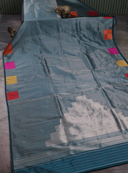 Peacock Blue Banarasi Silk Saree