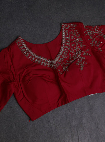 Red Banarasi Silk Saree With Readymade Blouse